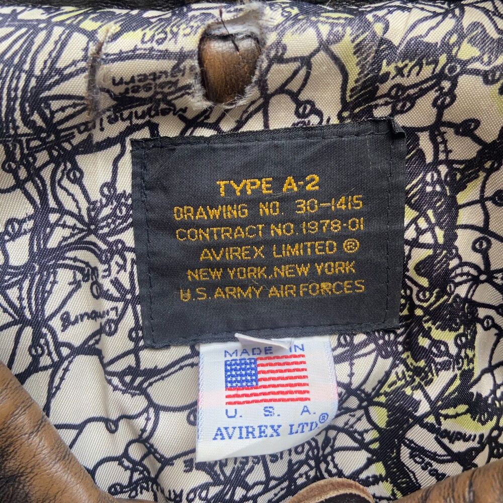 AVIREX TYPE A-2 ARMY AIR VINTAGE DISTRESSED LEATHER JACKET MADE IN THE USA - Picture 2 of 16